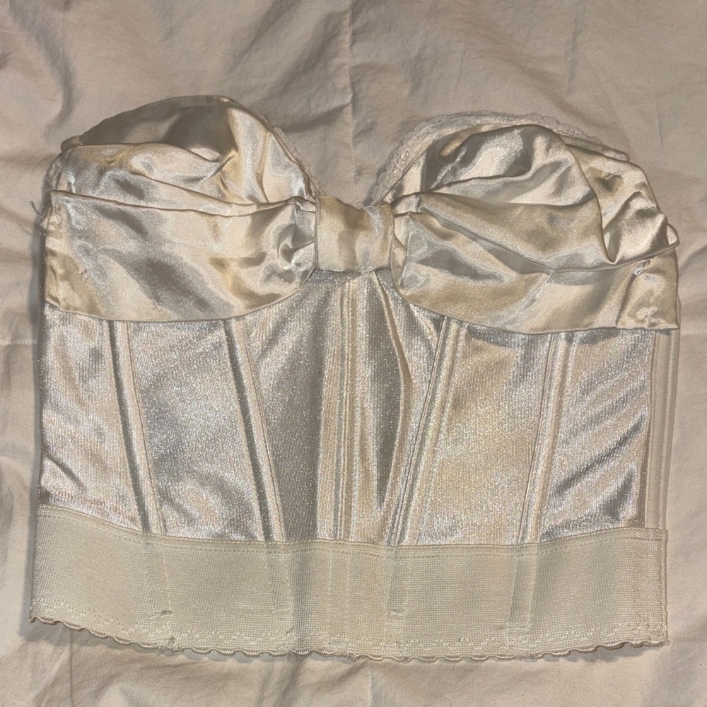 bridal corset + I hand sewed a satin bow to the bust for a cute corset top look